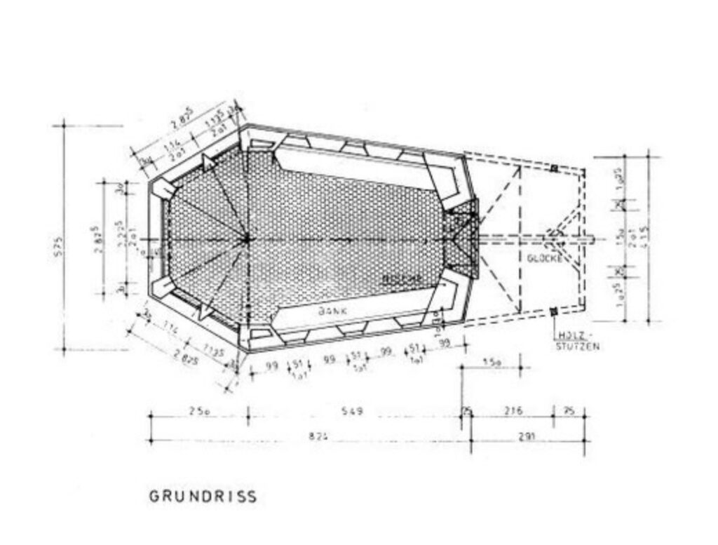 Bauplan der Friedenskapelle Voßhagen 1985